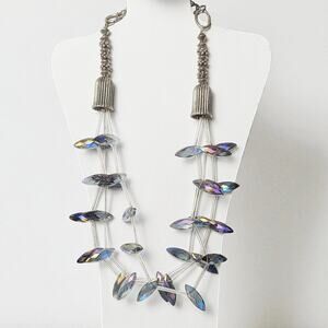 ANTHONY ALEXANDER Triple Strand Purple  Blue Faceted Crystal Unique Necklace